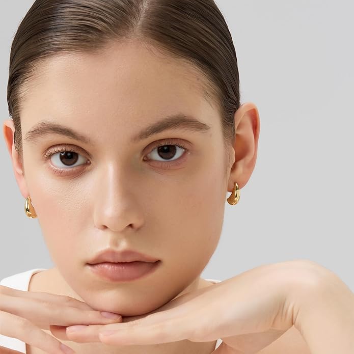 FRUMOS 925 Sterling Silver Huggie Earrings for Women 18K Gold Plated Hoop Earrings for Women Hypoallergenic Small Cubic Zirconia Huggie Earring