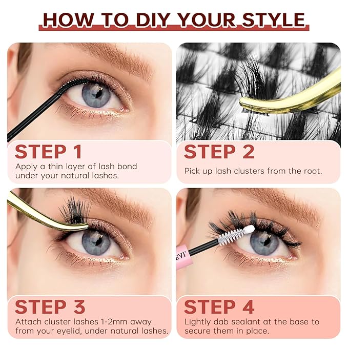 JOLIETIFY Lash Extension Kit, Manga Style, Faux Mink DIY Cluster Lashes 8-16mm, Waterproof Bond & Seal, Reusable Individual Lashes, Eyelash Tweezers, Lash Remover, Easy to Apply for Beginners