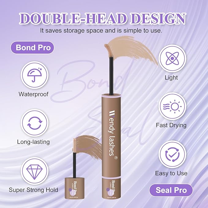 WENDY LASHES Brown Lash Cluster Glue, Lash Bond and Seal Waterproof, Quick-Dry Long-Lasting 72H Eyelash Glue for Clusters, Eyelash Adhesive, More Natural, More Solid, and More Gentle - 12ml