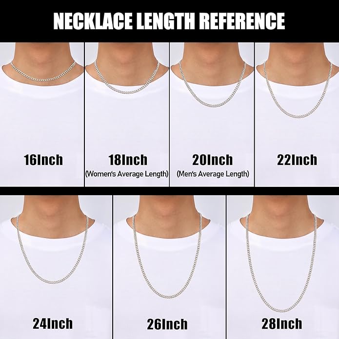 Fiusem 3.5mm Cuban Link Chains for Men, Silver Tone/Black/14K Gold Plated Stainless Steel Necklace Chain, Mens Necklace 16, 18, 20, 22, 24, 26, 28 Inch