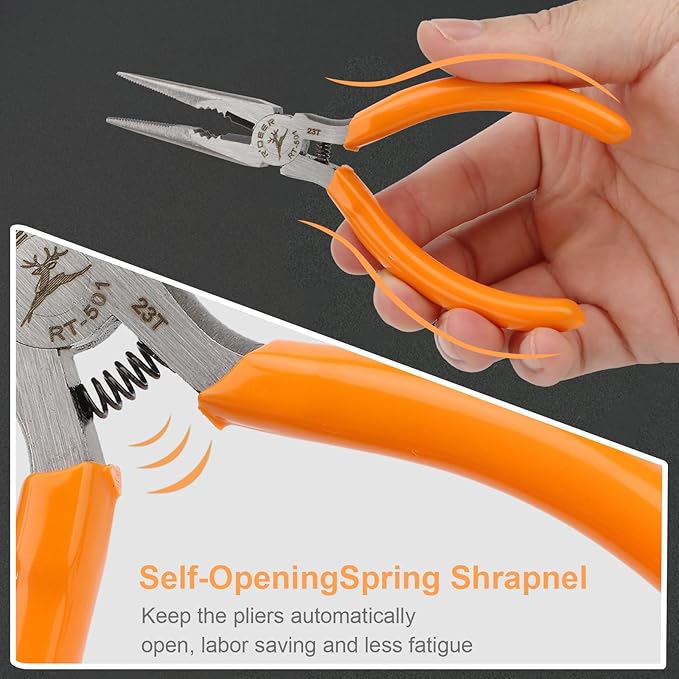 Rongon 3Pack-Mini Needle Nose Pliers 5" Small Long Nose Pliers with Wire Cutters for Jewelry, Making, DIY, Working in Tight Areas (3Pcs)