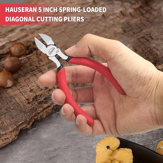 5 inch Wire Cutters, 5 Pack Diagonal Cutters, Side Cutters, Wire Cutter Set, Wire Snips, Small Diagonal Cutters with Spring Loaded, Diagonal Cutting Pliers for Crafts, Jewelry Making