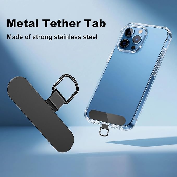 takyu Phone Lanyard, 2 Pack Adjustable CellPhone Lanyard Crossbody Neck Strap & 2 Pack Wrist Strap & 2 Pcs Metal Tether Tabs Compatible for iPhone Android Smartphones