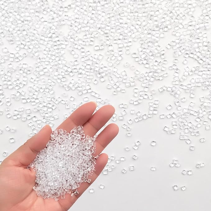 Fakes Ice Cubes, Tiny Fake Ice, Assorted Acrylic Ice Rocks 3 mm 0.98 Pound Clear, Plastic Ice Cubes Miniatures Dollhouse Accessories 440g