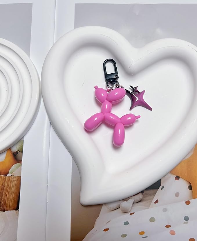 LAEKOU Cute Star Balloon Dog Keychain, Y2K Bag Charms Keychains Accessories for Women, Aesthetic Key Chain