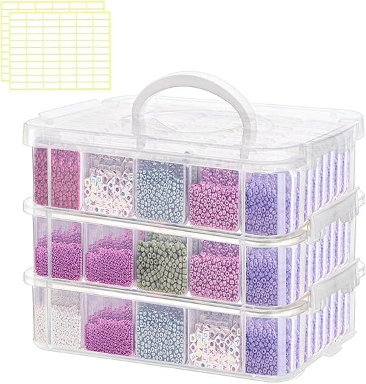 120pcs Bead Storagebead organizer boxes,3-Tier bead organizer boxes and craft storage boxes,Bead storage Stackable portable box,DIY Jewelry Craft Nails, Bracelets, Jewelry, (120pcs 2.09 x 1.57 x 0.8)