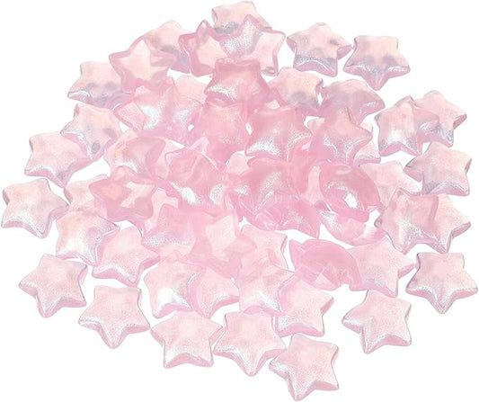 uxcell 50Pcs Flat Back Star Resin Charm, Glitter Star Charm Mini Bulk Beads Embellishments for DIY Crafts Hair Clips, Photo Frames, Phone Cases, Scrapbooking Decor, Pink