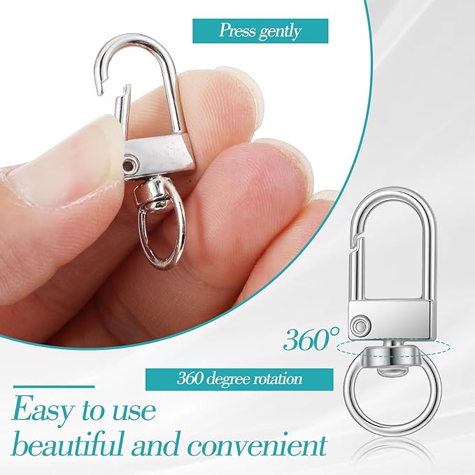 30Pcs Silver Metal Lobster Claw Clasps, Swivel Lobster Clasp, Swivel Snap Key Chain Hooks for Keychain, Necklace, Bracelet and DIY Jewelry Making