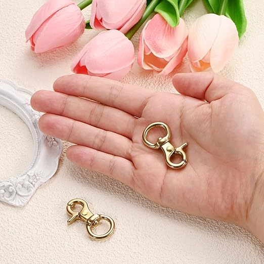 2-Pack Trigger Snap Hooks, 1.41" Brass Swivel Trigger Snaps Claw Spring Clasps Hooks for Shoulder Straps/Keychain Buckle/Belts, Lobster Clips 0.51" Ring ID