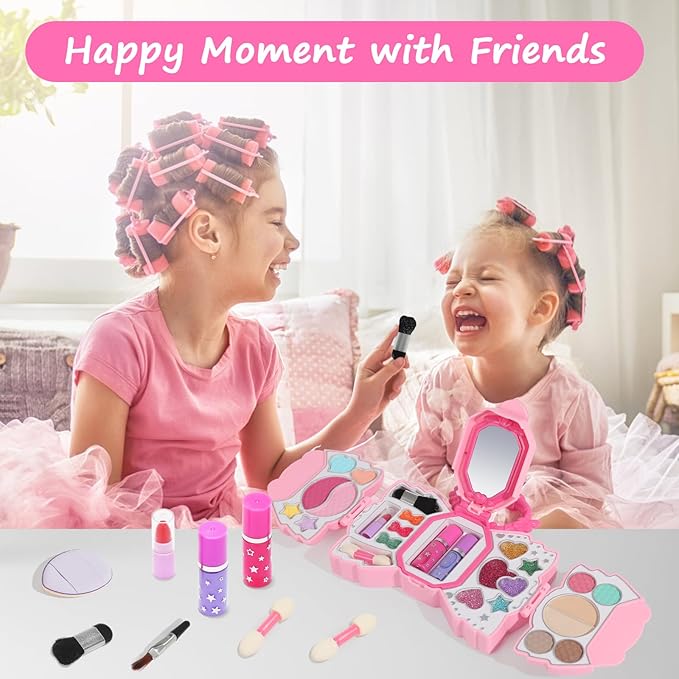 Topsolid Kids Makeup Kit for Girl, Real Washable Makeup for Kid with Mirror, Kids Makeup Sets for Girls 5-8, Princess Toys Cosmetic Set, Christmas & Birthday Gifts Toys for 3 4 5 6 7 8 Year Old Girls