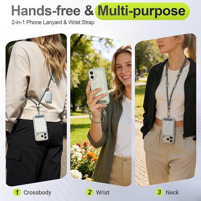 Phone Lanyard & Phone Wrist Strap, 3 in 1 Adjustable Anti Theft Phone Strap for Travel Hiking Cycling Climbing