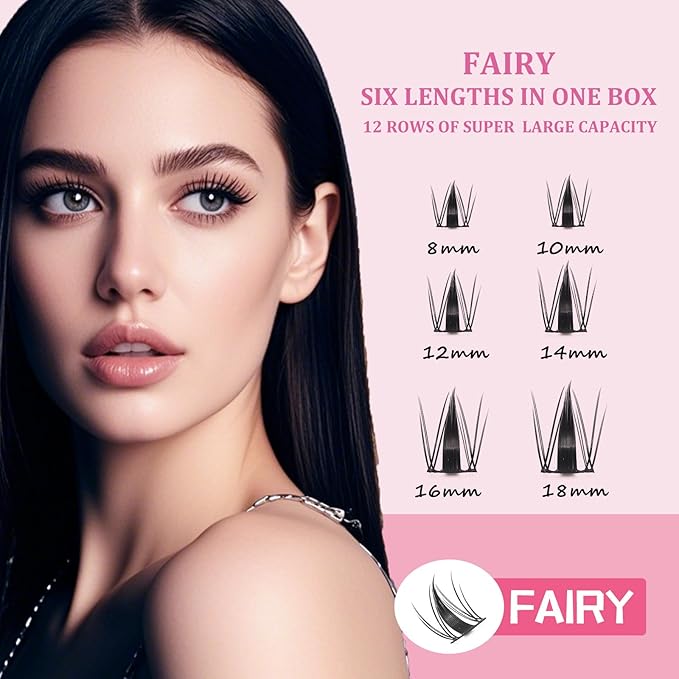 ISOOLU Fairy Lash Clusters Manga Individual Lashes C Curl Wispy Eyelash Clusters WideSpan Eyelash Extension Kit with Lash Bond and Seal Wet-Look Spiky Cluster Lashes (ZH13 Kit)