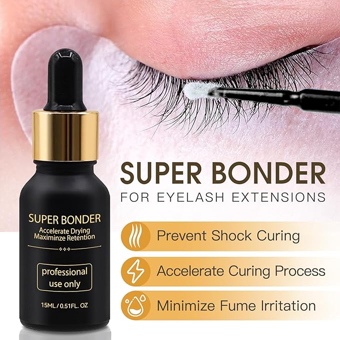 Miuffue Waterproof Lash Bonder for Eyelash Extensions, Professional Lash Sealant Glue Accelerator, Reduces Glue Fumes and Enhances Retention, Adhesive Companion with Precision Dropper, 0.5fl. oz/15ml