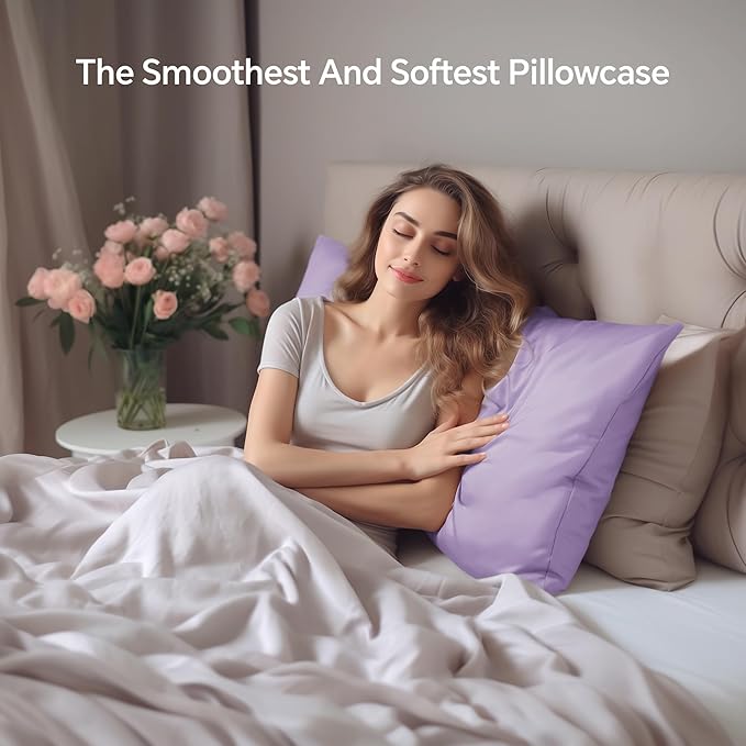 INFIIXSO Mulberry Silk Pillowcase for Hair and Skin, Silk Pillow Cases Standard Size with Hidden Zipper 20"x26", Extraordinary Smooth and Soft Cooling Pillow Cases for Hot Sleepers(Lavender, 1 Pack)