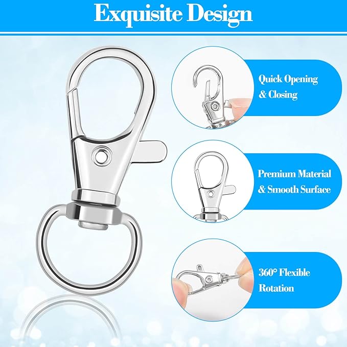 Anezus 150 Pcs Swivel Key Chain Lanyard Carabiner Hook for Key Chain Rings Lanyard