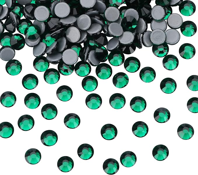 Hot Fix Crystal Flatback Rhinestones Glass Diamantes Gems 2.4mm(8ss 2880pcs, Dark Green)