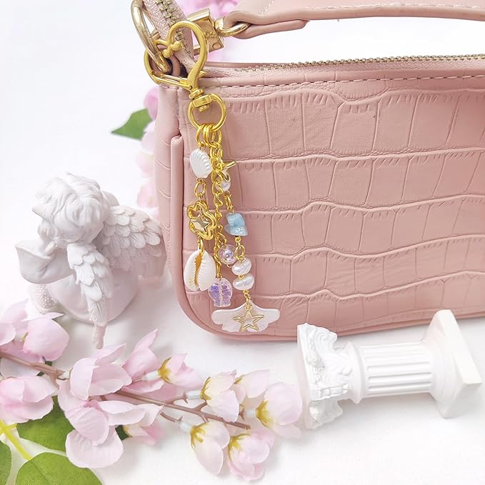 Y2K Aesthetic Keychains for Women Cute Flowers Star Cake Jellyfish Keychins Charms Kawaii Bag Purse Decor