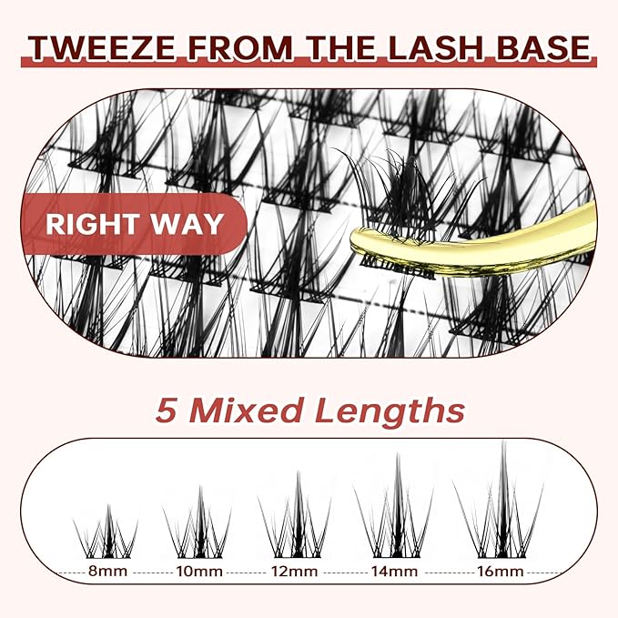 JOLIETIFY DIY Lash Extension Kit, Soft Manga Style, Faux Mink Cluster Lashes 8-16mm, Waterproof Bond & Seal, Reusable Individual Lashes, Eyelash Tweezers & Remover, Easy Application for Beginners