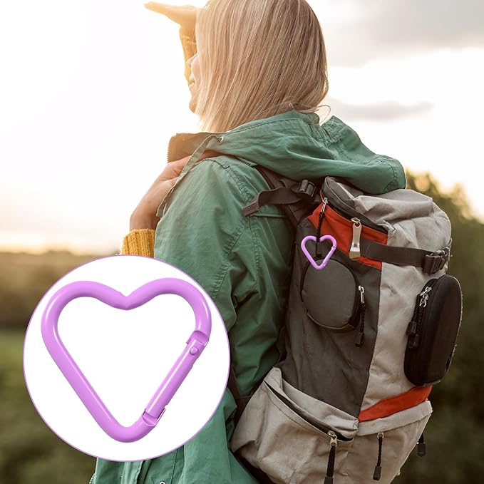 10 PCS Cute Heart Carabiner Heart Shape Keychain Clips Small Carabiner Clips Mini Snap Hooks for Hiking Camping Fishing Traveling Key Chain Clip Accessories