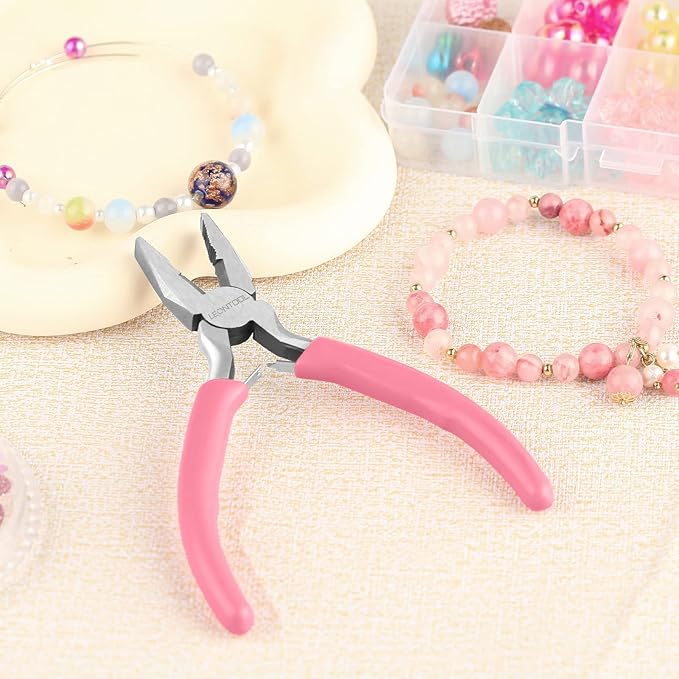 5 Inch Mini Lineman's Pliers - Spring Loaded with Serrated Jaw Combination Pliers, Small Wire Cutters for Jewelry Making, Multi-Use