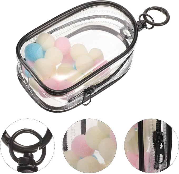 Toyvian Clear Figure Display Bag with Keychain, Portable Dustproof Mini Doll Pouch Carrying Case, Hanging Blinds Box Organizer Keychain Pouch Charms for Collectibles