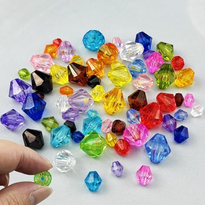 400pcs 8mm Acrylic Bicone Beads Faceted Acrylic Crystal Spacer Beads for Bracelet Necklace Earring Keychain Jewelry Making Crafts(Sky Blue)