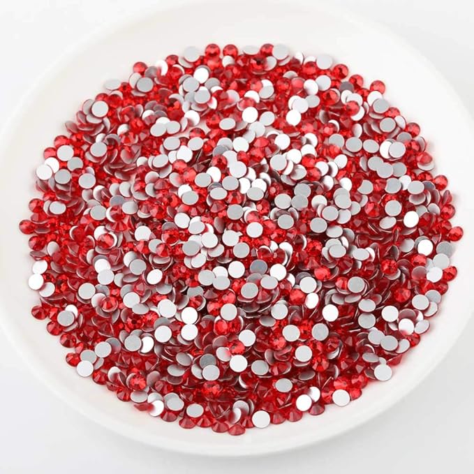 beadsland Flat Back Crystal Rhinestones Round Gems, Light Siam (2.3-2.5mm) SS8/1440pcs