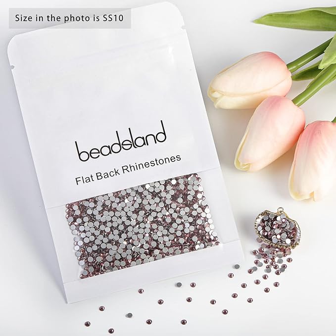 Beadsland Flat Back Crystal Rhinestones Round Gems for Nail Art and Craft Glue Fix, Light Purple, 2.7-2.9mm, SS10/1440pcs