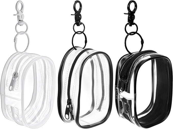 Teaaha Clear Makeup Bag for Women, 3 Pack Black/White Mini Waterproof Make up Cosmetic Pouch Keychain Organizer, See-Through Travel Zipper Bags for Toiletry, Carry-On Travel Accessories Essentials