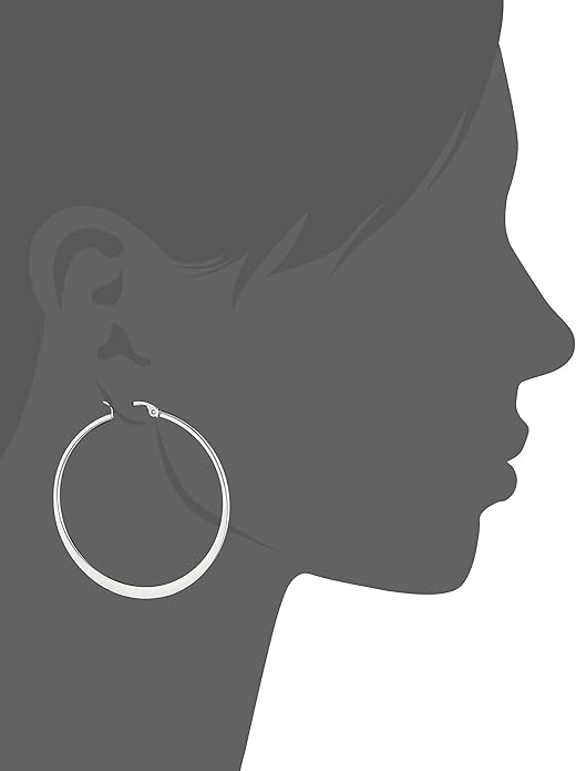Amazon Essentials Gold Plated or Stainless Steel Flattened Hoop Earrings