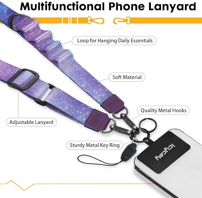 Phone Lanyard Crossbody, Starry Sky Cell Phone Strap for Around The Neck Adjustable, Anti Theft Cute Lanyard for iPhone Case ID Holder Keys Accessories Travel Essential