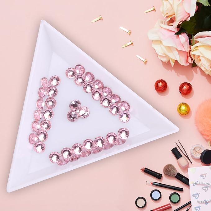 Jollin Glue Fix Crystal Flatback Rhinestones Glass Diamantes Gems for Crafting Nail Art Crafts Decorations Clothes Shoes 3.2mm (ss12 1440pcs, Pink)