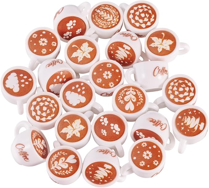 Craftdady 24pcs Mini Coffee Cup Resin Dollhouse Miniature Drink Food Coffee Mug Lovely Tableware Coffees Hang Ornament for Home Decorations Doll Kitchen Play Accessories Jewelry Making