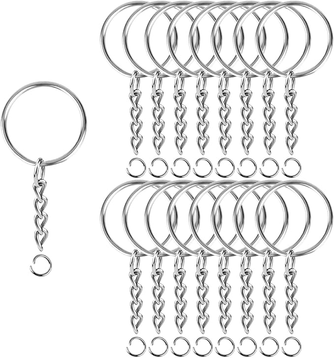 BEADNOVA Split Keychain Ring Silver Keychain Rings for Crafts Metal Key Chain Kit for Jewelry Making Key Chains Accessories Craft DIY (25mm, 150pcs)
