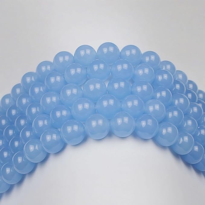 MJDCB Natural Aquamarine Chalcedony Round Loose Beads for Jewelry Making DIY Bracelet Necklace (12mm)
