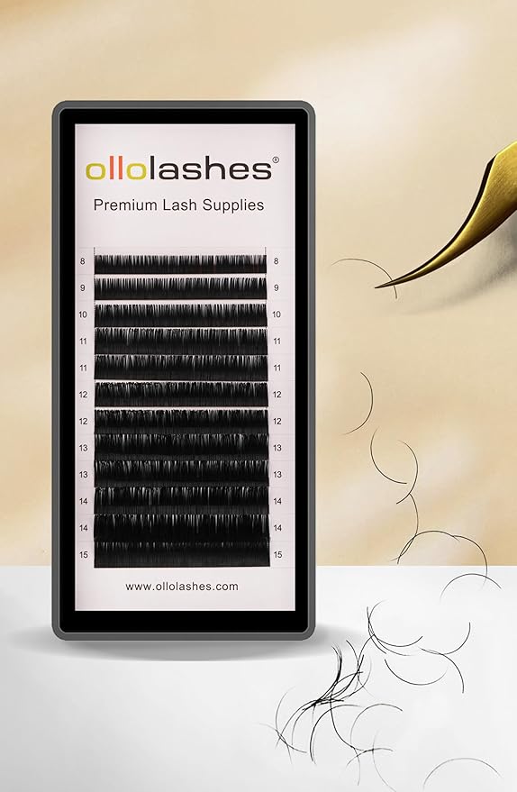 OLLOLASHES Eyelash Extension B C CC D J Curl Mix 5-20mm 0.03 0.05 0.07 0.15 Super Matte Classic Lash Extensions Professional Supplies for Lash Techs (C-0.05, 8-15mm)