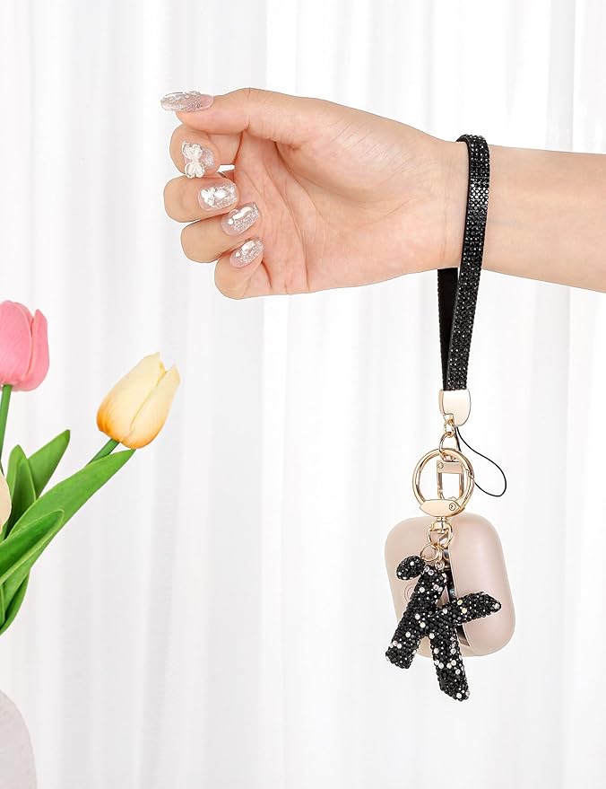 Initial Keychain for Women Girls,Bling Letter Key chain Initial with Heart,Pink Keychain Charms for Backpack Handbag