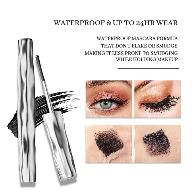 Eyelash Primer,Tubular Eyelash Primer,Waterprooflong Curling Mascara, Natural and Non-Smudged, Hydrofix Fiber Mascara, Iron Wand Mascara, Waterproof Quick Drying, Smooth and Long-Lasting, Black (2)