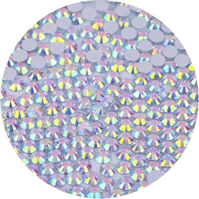 720 Pcs SS30 6mm Flatback Rhinestones for Nails Art Crafts Glitter Round Gems AB Crystals DIY Clothes Shoes （White AB）