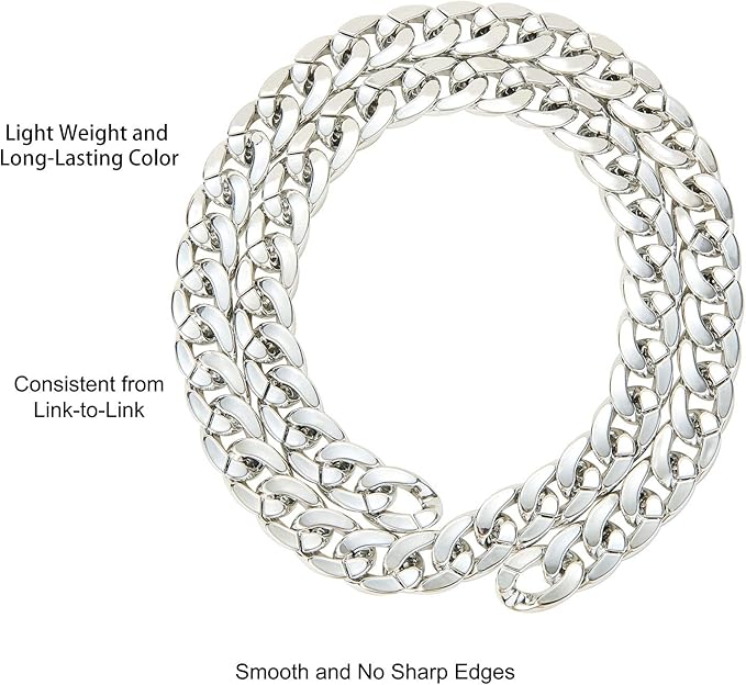 LiQunSweet 5m(16.4 Feet) CCB Plastic Curb Twist Linking Chains Platinum Metal Color Bulk Lot for Chunky Necklace Punk Rock Jewelry Making - 30x21mm