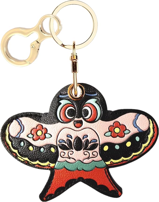 Leather Keychain Holder Case Compatible with AirTag,Cute Protective Apple Air Tag Cover with Keychain Ring,Anti-Scratch Finder GPS Tracker Case for Wallet Keys,Bag,Pets(Kite A)