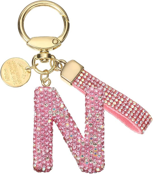 PATIKIL Initial Letter Keychain, Cute Sparkly Rhinestone Key Chain Alphabet Charm for Car Keys Handbags Purse