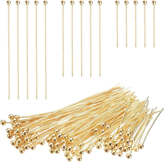 PATIKIL 0.8/1.2/1.6Inch Ball Pins, Jewelry Making Headpins Straight Pins Findings Bendable for DIY Craft Bracelet Necklace Earring Pendant Making Supplies-600Pcs(Light Gold)