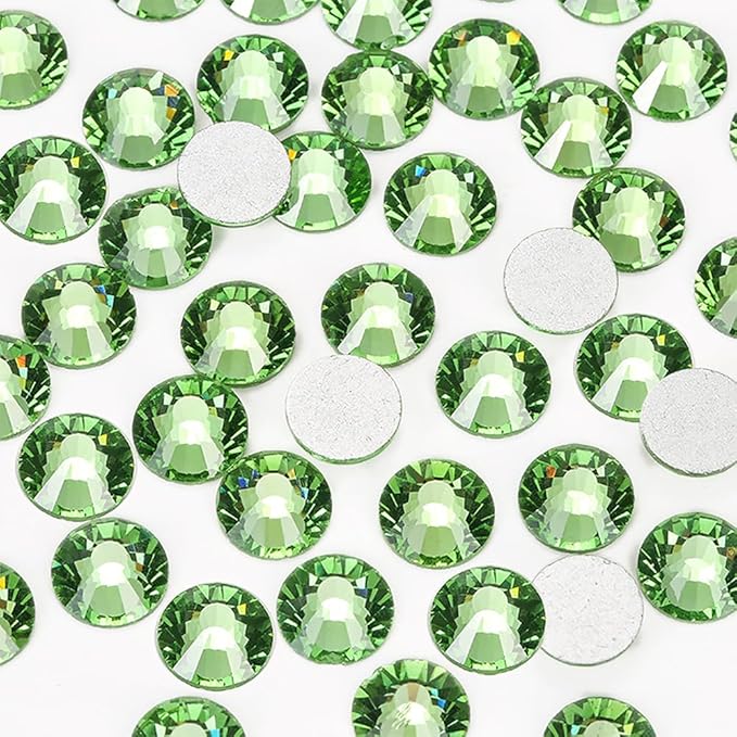 Glue Fix Crystal Flatback Rhinestones Glass Diamantes Gems for Crafting Nail Art Crafts Decorations Clothes Shoes 2.0mm (ss6 2880pcs, Light Green)