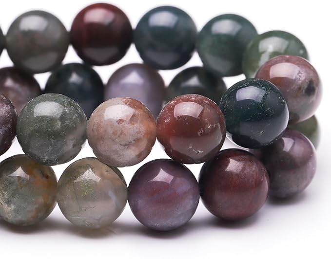 Natural Stone Beads for Jewelry Making,6mm Indian Agate Polished Smooth Round Gemstone Beads for Bracelet Necklace 15 Inch