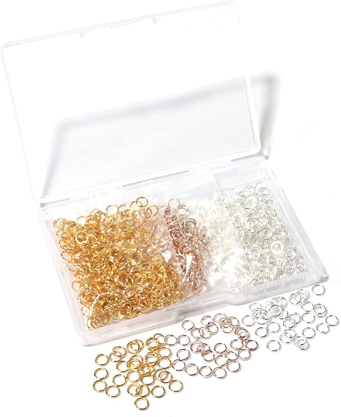 1000 Pcs 5mm Open Jump Rings Silver, Gold and Rose Gold Plated Jump Rings for Jewelry Making Iron Made Single Ring Bulk for DIY Craft Earring Necklace Bracelet Pendant Choker Jewelry Making Findings
