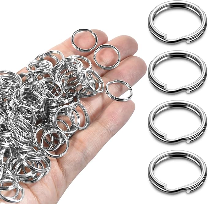 5/8" 300 PCS Silver Small Key Rings, Double Loops Split Rings Jewelry Making Metal Mini Key Ring for Keychian, Pet Collar Tag, Luggage Tag DIY Craft Hardware