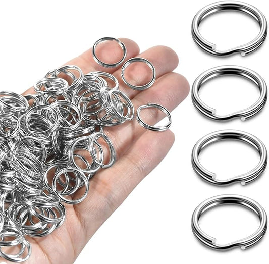 5/8" 300 PCS Silver Small Key Rings, Double Loops Split Rings Jewelry Making Metal Mini Key Ring for Keychian, Pet Collar Tag, Luggage Tag DIY Craft Hardware