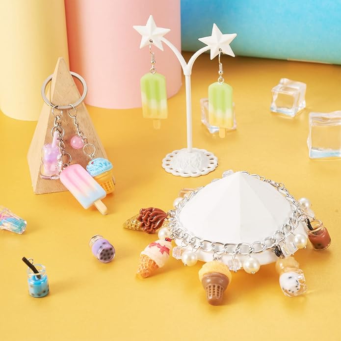 Craftdady Resin Plastic Miniature Food Snack Pendants Charms Ice Drink Juice Pendants Cute Bottle Fruit Keychain Charms Hang Ornament for DIY Craft Earring Bracelet Necklace Jewelry Making