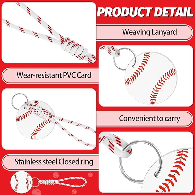 Eyourlife 6Pcs Braiding lanyard keychain With 2.75 in Name Id and DIY Pocket Hug Card For boys Sports enthusiast Team Gift